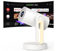 Smart Proyector Android TV Auto Keystone ETOE Mini Proyector Portatil WiFi Bluetooth 1080P Full HD Soporte 140°de Techo Giratorio, 300 ANSI/Zoom del 50%/Luz Nocturna Proyector Cine en Casa