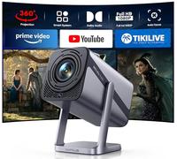 Smart Proyector Portátil 4K con APP/Dolby/Auto Focus&Keystone, Proyector WiFi Bluetooth 1080P Nativo Full HD, Proyectores Compatible con Netflix, Zoom al 50%, Giratorio 360° para Móvil/PC/Cine en Casa