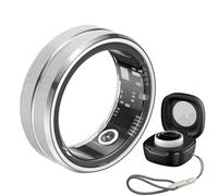 Smart Ring, Anillo Inteligente Fitness Tracker Ring con Estuche de Carga, IP68 a Prueba de Agua, frecuencia cardíaca, oxígeno en Sangre, rastreador de sueño, para Mujeres y Hombres(Silver,19.0 mm)