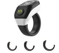 Smart Ring Tasbih - Contador digital de oración para Zikr, con pantalla de 0,42 pulgadas, tamaños ajustables 18/20/22 mm, 30 días en espera, 5.4, anillo recordatorio para musulmanes (blanco)