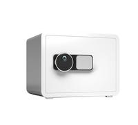 Smart Securi - Caja fuerte de acero con cierre de huella de metal para montaje en pared, con batería externa y función de alarma (30 x 30 x 38 cm, color blanco)