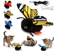 Smart Sensing Flapping Butterfly Toy for Cats Rechargeable Interactive，C