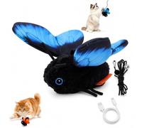 Smart Sensing Flapping Butterfly Toy Interactive Cat, Interactive Butterfly Cat Toy, 3 Fluttering Modes, Soft Plush Insect Toys, Cats Self-Play Design, Durable Plush Build for Solo Play (Blue,1pcs)