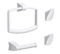 Tatay Set de portarrollo, colgadores y aro toallero, ABS, Blanco, Mediano