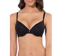 Smart & Sexy Sujetador Push-up con Aros con Escote Máximo, Traslúcido, Tono Negro con Alas De Encaje, 110C para Mujer