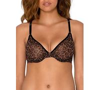 Smart & Sexy Sheer Mesh Demi Underwire Bra Sujetador, Transparente, Leopardo, 100C para Mujer