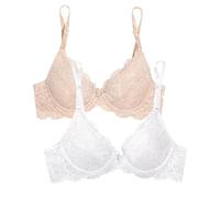 Smart & Sexy Signature Lace Push-up Bra - Padded Underwire Lingerie with Adjustable Straps Sujetador Push Up Mujer (Pack de 2)