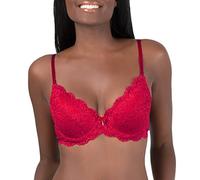 Smart & Sexy - Sujetador Push-up de Encaje icónico para Mujer, Rojo (No No Red), 85D