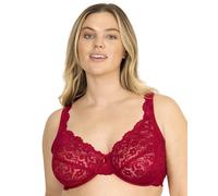 Smart & Sexy Women's Plus Size Signature Lace Unlined Underwire Bra with Added Support, No No Red, 44DD