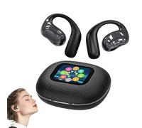 Smart Sport Clip-On Bluetooth Earbuds with Digital Screen, YJ33 AI Translator Wireless Headphones, Ear Hook Style, Noise Cancelling Bone Conduction Open-Ear Earbuds (Black,AI Translation)