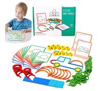 Smart Sticks for Kids- Kids Toys for Creative Learning 142pcs Wooden Pattern Blocks Shape Puzzles Sticks Wooden and Rings Puzzle Game (1pcs)