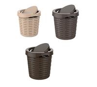 SMART-T-HAUS 7044003 Cesta/Cubo con Tapa Basculante, Wengue/Basalto/Arena, 25 x 26 cm