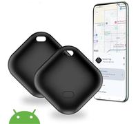 Smart Tag Android, 2 Pack Localizador Bluetooth Compatible con Google Find My Device, Air Tag Tracker para Llaves, Maletas y Carteras, IP67 Resistente al Agua, Negro (Solo Android)
