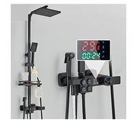 Smart tatic Shower Mixer with Digital Display, 4-Way Control Faucet, Black 3-Way HC, lint Shower System for Bathroom, and Modern Design