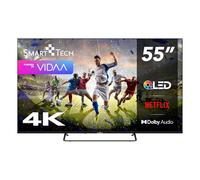 Smart Tech 55QV02K, QLED TV 55 Pulgadas Smart TV VIDAA - Televisor HDR con resolución 4K UHD, Bluetooth y sintonizador Triple