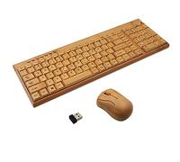 Smart Tech - Combo de Ratón y Teclado inalámbrico de Madera de bambú Natural, 2,4 GHz, Incluye Lápiz Táctil Inteligente