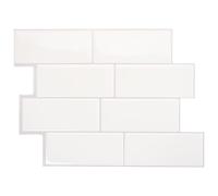 Smart Tiles Azulejos Adhesivos Cocina y Baño - Metro Blanco, Baldosas Vinílicas Autoadhesivas 3D, Paneles Decorativos para Pared, 5 Vinilos 29,36x21,29 cm, Fácil Instalación, fabricada en Canadá