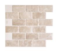 Smart Tiles Azulejos Adhesivos Cocina y Baño - Subway Beige, Baldosas Vinílicas Autoadhesivas 3D, Paneles Decorativos para Pared, 4 Vinilos 27,81x24,64 cm, Fácil Instalación, fabricada en Canadá