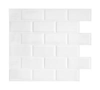 Smart Tiles Azulejos Adhesivos Cocina y Baño - Subway Blanco, Baldosas Vinílicas Autoadhesivas 3D, Paneles Decorativos para Pared, 4 Vinilos 27,81x24,64 cm, Fácil Instalación, fabricada en Canadá