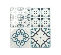 Smart Tiles Azulejos Adhesivos, Cuadrado Azul y Blanco, 22,86x22,86 cm