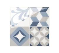 Smart Tiles Azulejos Adhesivos, Cuadrado Azul y Gris, 22,86x22,86 cm
