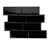 Smart Tiles Azulejos Adhesivos, Metro Negro Azabache, 29,34x21,28 cm