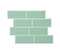 Smart Tiles Azulejos Adhesivos, Metro Verde Jade, 29,34x21,28 cm