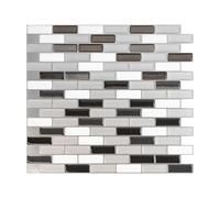 Smart Tiles Azulejos Adhesivos, Mosaico Gris Metálico, 25,92x23,11 cm