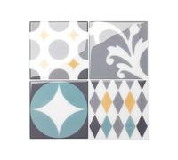 Smart Tiles Credence Adhesivo para Cocina - Vintage Multicolor, azulejos adhesivos de pared para baño 3D, 5 pegatinas de pared (22,86 x 22,86 cm), adhesivo de azulejos hecho en Canadá