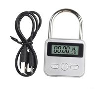 Smart Timer Lock Box con LCD, candado electrónico programable de 99 horas, diseño de aleación de zinc a prueba de salpicaduras para control de impulsos (plata)
