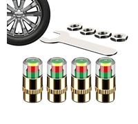 Smart Tire Pressure Monitoring Caps, Easy-to-Read 3-Color Valve Stem Covers | Car Tire Pressure Alert Accessory For Truck SUV Wheel Monitoring, Auto Safety Nozzle Stem Caps Alert Moniitoring Nozzle