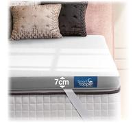 Smart Topper Sobrecolchón 7CM Núcleo Espuma Inteligente/Extra Confort/Máxima Sujeción/Tecnología FRESHAIR Termorreguladora/Desenfundable/Transpirable/Incluye Protector (135 x 190 x 7)
