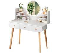 Smart Touch - Tocador de maquillaje LED con mesita de noche integrada, estantería simple de varias capas, cajón de almacenamiento blanco, moderno tocador para dormitorio y sala de maquillaje