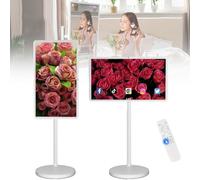 Smart TV portátil - Monitor de pantalla táctil de 27 pulgadas 1080P con ruedas con control remoto y batería de 7800 mAh, diseño giratorio para ver la noche