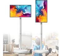 Smart TV portátil, pantalla táctil de 1080P, ruedas rodantes, control de voz, sistema operativo Android, 8 GB de RAM, 128 GB de almacenamiento, tableta giratoria, 27 pulgadas con control remoto