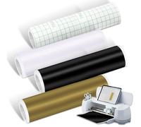 Smart Vinilo Permanente 33 cm x 100 cm, 4 rollos de vinilo adhesivo inteligente permanente para Cricut Explore 3/Maker 3, rollo de vinilo autoadhesivo, adecuado para decorar tazas (negro, blanco,