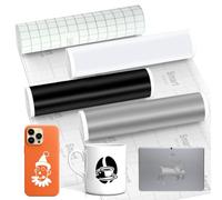 Smart Vinilo permanente para Cricut Explore 3/Maker 3, 4 rollos de vinilo inteligente, 33 x 100 cm, juego de láminas de vinilo para manualidades (negro, blanco, plateado, lámina de transferencia)