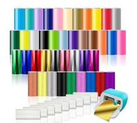 Smart Vinilo Permanente para Cricut Joy, 23 Faber Smart Adhesive Vinilo Permanente 9 Brillo Cromado con 9 Láminas de Transferencia, 14 x 30,5 cm Vinilo Autoadhesivo para DIY Tazas Coches Banner