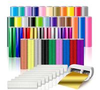 Smart Vinilo Permanente para Cricut Joy Xtra, 23 Faber Smart Adhesive Vinilo Permanente 9 Glitter Vinilo 9 Cromado Brillo 9 Lámina de Transferencia 14 x 30.5 cm Vinilo Autoadhesivo para DIY Tazas