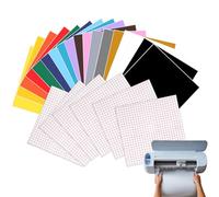 Smart Vinyl Permanent para Cricut Maker 4 & Explore 4, 24 unidades de 30,5 x 30,5 cm, lámina de vinilo autoadhesiva, 16 colores con lámina de transferencia para tazas, ventanas, funda para teléfono
