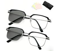 Smart Zoom Reading Glasses Distance&near Progressive Multi-focus, Blue Light Blocking HD Vision (Silver*2,Intelligent Zoom)