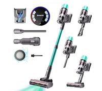 SmartAI V5 Aspiradora sin Cable, 55Kpa/600W/80Mins Aspirador Escoba Vertical Potente con Modo Automático, Alta Capacidad Batería Aspirador Inalámbrico Antienredo para Suelo/Alfombra/Pelos de Animales