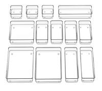 SMARTAKE Organizador de cajones de 13 piezas con almohadillas de silicona antideslizantes, bandeja organizadora de cajones de escritorio de 5 tamaños, bandeja de almacenamiento para maquillaje, joyas,