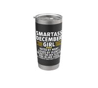 Smartass December Girl Sassy y Sarcástico Cita Vaso térmico de acero inoxidable de doble pared
