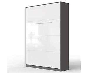 SMARTBett Standard 140x200cm Vertical Antracita/Blanco Alto Brillo | Cama Abatible, Cama De Pared