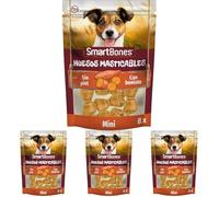 SmartBones Huesos Masticables Mini - Snack masticable con Sabor boniato y con Verduras para Perros pequeños, Huesos de Textura Blanda, sin Cuero Crudo, 8 Piezas (Paquete de 4)