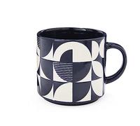 Smartbox Cooksmart Taza de café apilable de diseño británico, tazas de café de cerámica para el hogar o el trabajo, tazas grandes para bebidas calientes, tazas de té y café - Bauhaus Geo