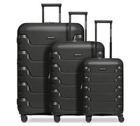 Smartbox maleta | trolley ligero con 4 ruedas dobles y cerradura TSA | polipropileno resistente - Edition 01, Negro , Set (3) +