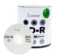 Smartbuy 100-Disc 700 MB/80 min 52 x CD-R Logo Parte Superior en Blanco Datos Medios grabables Disco