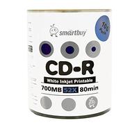Smartbuy 700 MB/80 min 52 x CD-R White Inkjet Hub imprimible en Blanco Datos Medios grabables Disco Shrink Pack 300-Disc